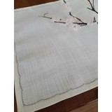 Fabric By Gülçin Ham Keten Krem Renk Nakışlı Amerikan Servisi