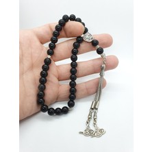 Gümüştel El Sanatları Orijinal Doğal Taş Parlak Oniks Taşı 8mm Tesbih