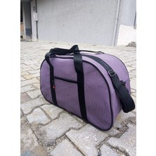 Nfystyle Orta Boy Unisex El ve Omuz Askılı Seyahat Çantası Fitness El Valizi Fındık Lila Suni Deri