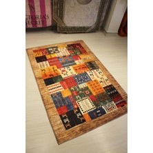 Mısır Motif Patchwork Özel Süngerli Yüzey - Deri Taban Halı