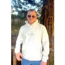 Maonna Online Sırt Melek Baskılı Ünisex Kapşonlu Sweatshirt Şardonlu