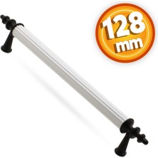 Ovacık Çekmece Mutfak Dolap Kapak Kulpu Kulbu 128 mm Beyaz Siyah Metal Kulp