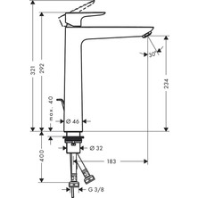 Hansgrohe Talıs E Tek Kollu Lavabo Bataryası 240MM Mat Siyah 71716670