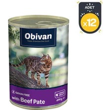 Obivan Tahılsız Sığır Etli Ezme Yetişkin Kedi Konservesi 400 gr x 12 Adet