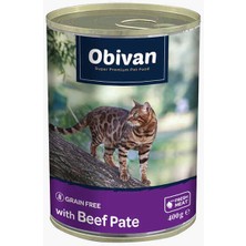 Obivan Tahılsız Sığır Etli Ezme Yetişkin Kedi Konservesi 400 gr x 12 Adet