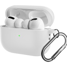 CoverZone For Airpods Pro 2 ile Uyumlu Kılıf Silikon Tam Koruma Kancalı Anahtarlık Comely Silikon Kılıf