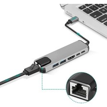 Pmr Type C 6 In 1 4K Hdmi- Kart Okuyucu- USB 3.0 Çoklayıcı- Ethernet Girişi- 87W Type C