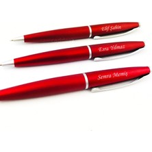 Pigado 3 Adet Isme Özel Kırmızı Metal Tükenmez Kalem Kutulu