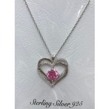 Silverpoint Pembe Yuvarlak Zirkon Taş Detay I Love You Yazılı Kalp Kolye