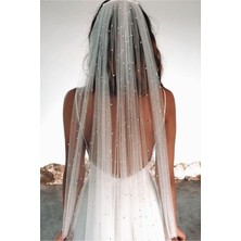 Bba New Trend Gelin Duvağı,gelinlik Aksesuarı Nikah ,incili Gelin Duvak 1,5 mt Tokalı