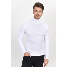 Erkek Slim Fit Tam Balıkçı Yaka Uzun Kollu Penye Sweat