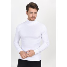 Erkek Slim Fit Tam Balıkçı Yaka Uzun Kollu Penye Sweat