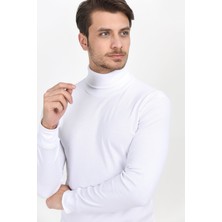 Erkek Slim Fit Tam Balıkçı Yaka Uzun Kollu Penye Sweat