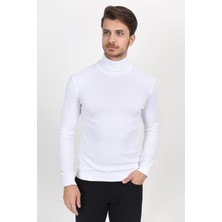 Erkek Slim Fit Tam Balıkçı Yaka Uzun Kollu Penye Sweat