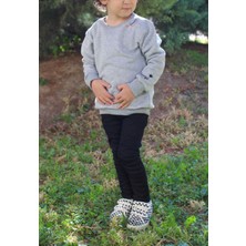 LaLoom Organics Anne & Bebek Set Gri Melanj Sweatshirt | 3 Iplik Nakışlı Sweatshirt | Happymama & Behappy