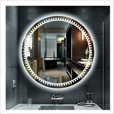 Dnr-Mirror55 Cm Beyaz Ledli Tasarım Kumlamalı Banyo Aynası Makyaj Aynası Işıklı Ayna