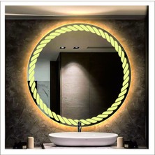 Dnr-Mirror55 Cm Günışığı Ledli Tasarım Kumlamalı Banyo Aynası Makyaj Aynası Işıklı Ayna