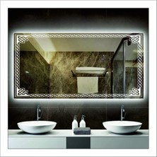 Dnr-Mirror80x120 Cm Beyaz Ledli Tasarım Kumlamalı Banyo Aynası Makyaj Aynası Işıklı Ayna