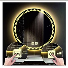 Dnr-MirrorDnr-Mirror 80 cm Günışığı Ledli Tasarım Kumlamalı Dokunmatik Tuşlu Buğu Önleyicili Banyo Aynası Makyaj Aynası