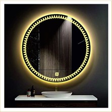 Dnr-Mirror60 Cm Günışığı Ledli Tasarım Kumlamalı Dokunmatik Tuşlu Banyo Aynası Makyaj Aynası Işıklı Ayna