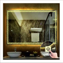 Dnr-Mirror60xDnr-Mirror 80 cm Günışığı Ledli Tasarım Kumlamalı Dokunmatik Tuşlu Banyo Aynası Makyaj Aynası Işıklı Ayna
