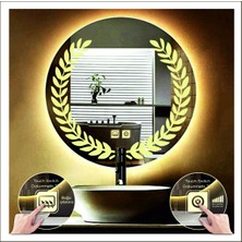 Dnr-Mirror90 Cm Günışığı Ledli Tasarım Kumlamalı Dokunmatik Tuşlu Buğu Önleyicili Banyo Aynası Makyaj Aynası