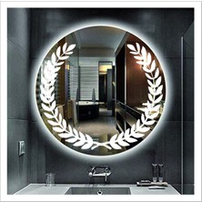 Dnr-Mirror55 Cm Beyaz Ledli Tasarım Kumlamalı Banyo Aynası Makyaj Aynası Işıklı Ayna
