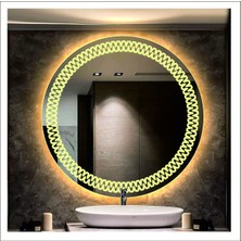 Dnr-Mirror90 Cm Günışığı Ledli Tasarım Kumlamalı Banyo Aynası Makyaj Aynası Işıklı Ayna