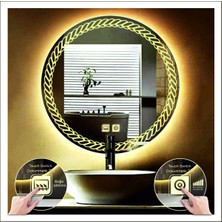 Dnr-MirrorDnr-Mirror 80 cm Günışığı Ledli Tasarım Kumlamalı Dokunmatik Tuşlu Buğu Önleyicili Banyo Aynası Makyaj Aynası