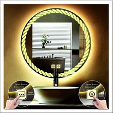 Dnr-MirrorDnr-Mirror 70 cm Günışığı Ledli Tasarım Kumlamalı Dokunmatik Tuşlu Buğu Önleyicili Banyo Aynası Makyaj Aynası