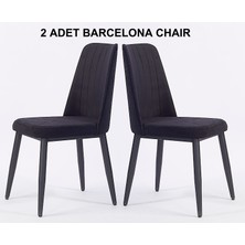 Pi Sandalye 2 Adet Barcelona Yemek Odası Sandalyesi - Metal Ayaklı - Silinebilir Kumaş