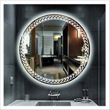 Dnr-Mirror50 Cm Beyaz Ledli Tasarım Kumlamalı Banyo Aynası Makyaj Aynası Işıklı Ayna