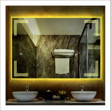 Dnr-Mirror75x105 Cm Günışığı Ledli Tasarım Kumlamalı Banyo Aynası Makyaj Aynası Işıklı Ayna