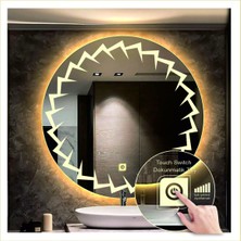 Dnr-MirrorDnr-Mirror 80 cm Günışığı Ledli Tasarım Kumlamalı Dokunmatik Tuşlu Banyo Aynası Makyaj Aynası Işıklı Ayna