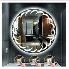 Dnr-MirrorDnr-Mirror 70 cm Beyaz Ledli Tasarım Kumlamalı Dokunmatik Bluetoothlu Buğu Önleyicili Banyo Aynası Makyaj Ayna