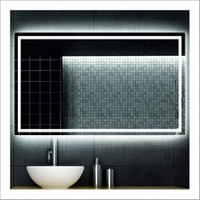 Dnr-Mirror80x100 Cm Günışığı Ledli Tasarım Kumlamalı Banyo Aynası Makyaj Aynası Işıklı Ayna