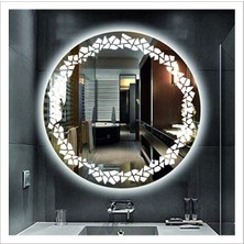 Dnr-MirrorDnr-Mirror 70 cm Beyaz Ledli Tasarım Kumlamalı Banyo Aynası Makyaj Aynası Işıklı Ayna