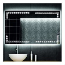 Dnr-Mirror80x120 Cm Günışığı Ledli Tasarım Kumlamalı Banyo Aynası Makyaj Aynası Işıklı Ayna