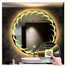 Dnr-Mirror90 Cm Günışığı Ledli Tasarım Kumlamalı Dokunmatik Tuşlu Banyo Aynası Makyaj Aynası Işıklı Ayna