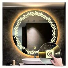 Dnr-MirrorDnr-Mirror 80 cm Günışığı Ledli Tasarım Kumlamalı Dokunmatik Tuşlu Banyo Aynası Makyaj Aynası Işıklı Ayna
