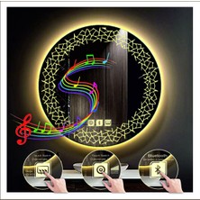 Dnr-Mirror60 Cm Günışığı Ledli Tasarım Kumlamalı Dokunmatik Bluetoothlu Buğu Önleyicili Makyaj Banyo Aynası