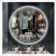 Dnr-Mirror55 Cm Beyaz Ledli Tasarım Kumlamalı Dokunmatik Bluetoothlu Buğu Önleyicili Banyo Aynası Makyaj Ayna