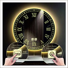 Dnr-Mirror50 Cm Günışığı Ledli Tasarım Kumlamalı Dokunmatik Tuşlu Buğu Önleyicili Banyo Aynası Makyaj Aynası