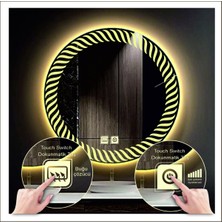 Dnr-Mirror55 Cm Günışığı Ledli Tasarım Kumlamalı Dokunmatik Tuşlu Buğu Önleyicili Banyo Aynası Makyaj Aynası