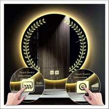 Dnr-MirrorDnr-Mirror 80 cm Günışığı Ledli Tasarım Kumlamalı Dokunmatik Tuşlu Buğu Önleyicili Banyo Aynası Makyaj Aynası