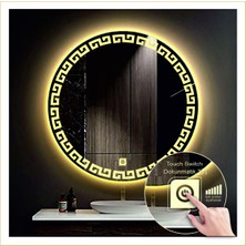 Dnr-Mirror55 Cm Günışığı Ledli Tasarım Kumlamalı Dokunmatik Tuşlu Banyo Aynası Makyaj Aynası Işıklı Ayna