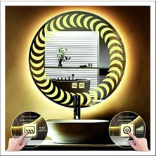 Dnr-Mirror55 Cm Günışığı Ledli Tasarım Kumlamalı Dokunmatik Tuşlu Buğu Önleyicili Banyo Aynası Makyaj Aynası