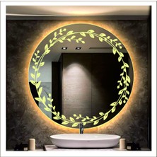 Dnr-Mirror55 Cm Günışığı Ledli Tasarım Kumlamalı Banyo Aynası Makyaj Aynası Işıklı Ayna