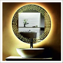 Dnr-Mirror55 Cm Günışığı Ledli Tasarım Kumlamalı Banyo Aynası Makyaj Aynası Işıklı Ayna