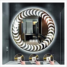 Dnr-MirrorDnr-Mirror 70 cm Beyaz Ledli Tasarım Kumlamalı Dokunmatik Bluetoothlu Buğu Önleyicili Banyo Aynası Makyaj Ayna